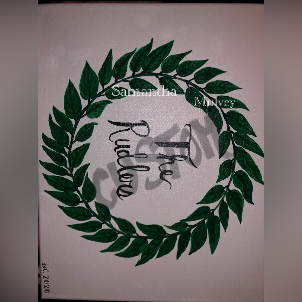 Custom Hand Painted Green Leaf Wreath Wall Art - Picture 3 of 4